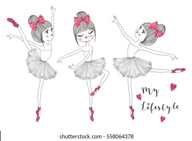 cute and romantic girls vector graphic for t shirt print