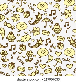 Cute romantic hand drawn seamless pattern