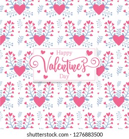 Cute romantic hearts floral valentine's day pattern background. Vector illustration. Wallpaper, flyers, invitation, posters, brochure, voucher,banners.