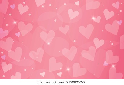 Süße romantische horizontale rosa Hintergrund mit Herzen im Bokeh-Stil. Valentinstag-Konzept.