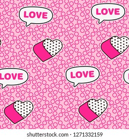 Cute romantic lol doll style seamless pattern background for valentine's day or girly designs - repeat pattern with pop art elements