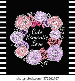 Cute Romantic Love vector graphic print for t-shirt