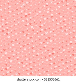 Cute romantic pattern with doodle hearts, scrapbooking background. Vector illustration
