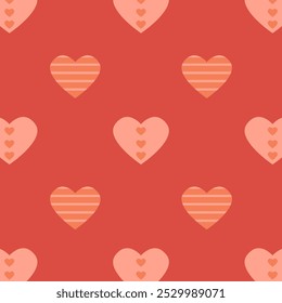 cute romantic pattern with pink hearts on a pink background