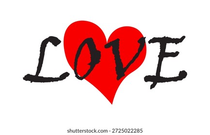 Imagen roja romántica linda del corazón con el texto. Ilustración de fondo de tarjeta de felicitación de San Valentín. Ilustración vectorial.