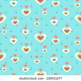 Cute romantic seamless pattern with heart.Endless blue romantic simple pattern.
