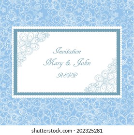 Cute and romantic vector template with a place for your text great as an invitation to a wedding or baby shower, for boys, also as a postcard or cover