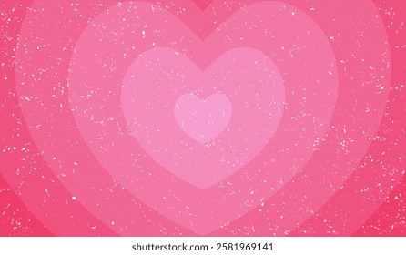 Cute romantic wallpaper with a tunnel of hearts. Colorful pink background in retro style 70s, 80s. Vector illustration.