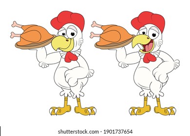 cute rooster animal cartoon, simple vector illustration