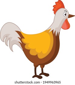 Cute Rooster animal cartoon stock illustration vector isolated in white background
