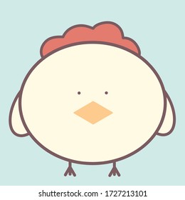 Cute rooster cartoon character vector isolated on light blue background