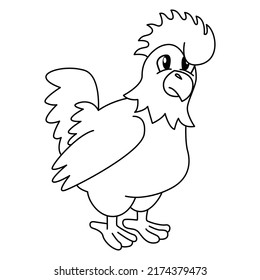 Cute rooster cartoon coloring page illustration vector. For kids coloring book.