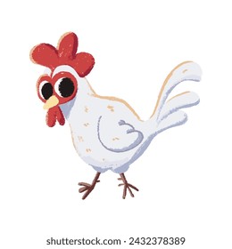 cute rooster cartoon in crayon style editable Colorful vector hand drawn illustration for children. baby designs for cards, poster decorations, t-shirt prints, stickers, icons and others