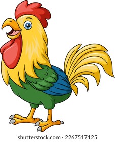 Cute rooster cartoon on white background