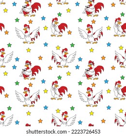 cute rooster cartoon pattern graphic