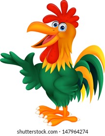 Cute rooster cartoon presenting