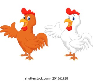 Cute rooster cartoon presenting