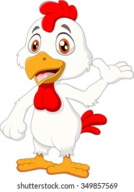 Cute rooster cartoon presenting