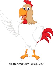 Cute rooster cartoon presenting