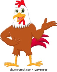 cute rooster cartoon presenting