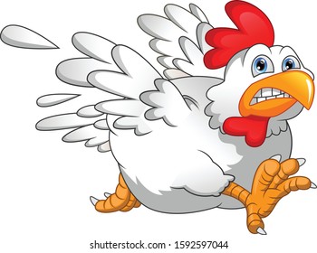 cute rooster cartoon is running