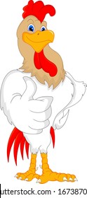 cute rooster cartoon thumb up