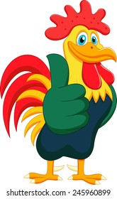 cute rooster cartoon thumb up