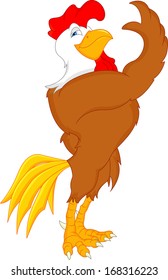 cute rooster cartoon waving