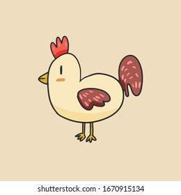 cute rooster character icon template colorful vector