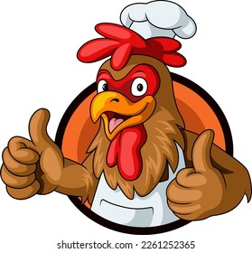 Cute rooster chef giving thumb up