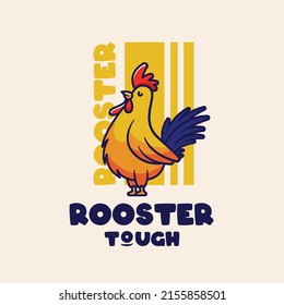 Cute Rooster Chicken Illustration In Flat Design