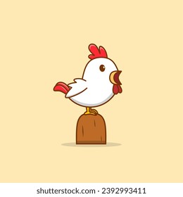 A cute rooster crowing in the morning 