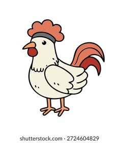 Gouster bonito personagem de desenho animado de pássaro Páscoa com pente bonito e água, apresentando uma ilustração de arte de linha de animal de fazenda