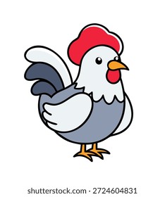 Gouster bonito personagem de desenho animado de pássaro Páscoa com pente bonito e água, apresentando uma ilustração de arte de linha de animal de fazenda