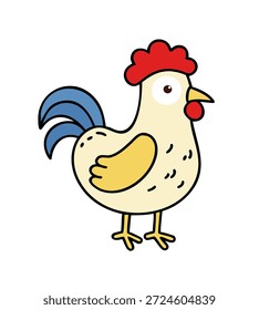 Gouster bonito personagem de desenho animado de pássaro Páscoa com pente bonito e água, apresentando uma ilustração de arte de linha de animal de fazenda