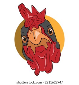 cute rooster head illustration vector