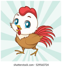 Cute rooster illustration with background