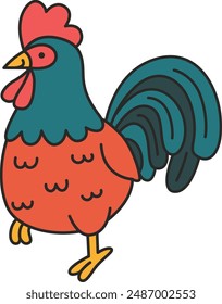 cute rooster illustration isolated on white