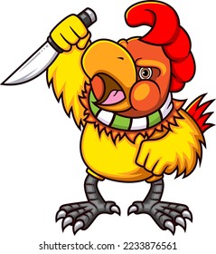 The cute rooster with knife of illustration