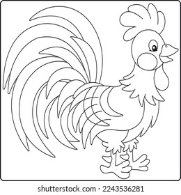 Cute Rooster To Print and Color
