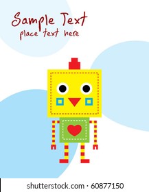 cute rooster robot greeting card