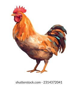 Cute rooster standing on white background icon isolated