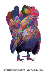cute rooster in WPAP style