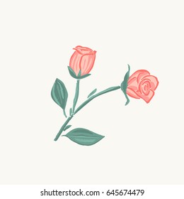 Cute rose for decoration. Nature flowers embroidery patch vector  