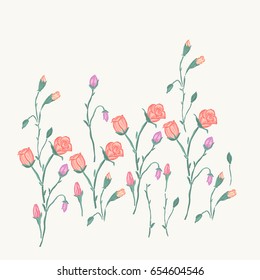 Cute rose for decoration. Nature flowers embroidery patch vector  