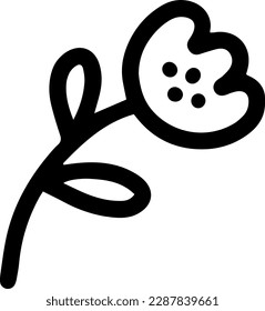 Cute Rose flower isolated illustration in doodle style