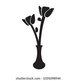 Cute rose on a pot silhouette