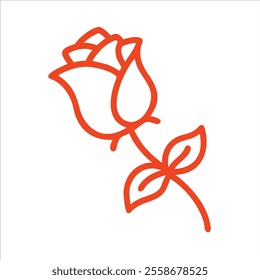 Cute rose outline in white background. Rose vector logo.