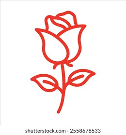 Cute rose outline in white background. Rose vector logo.