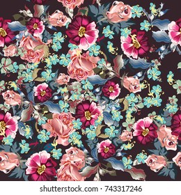 Cute rose pattern in vintage style